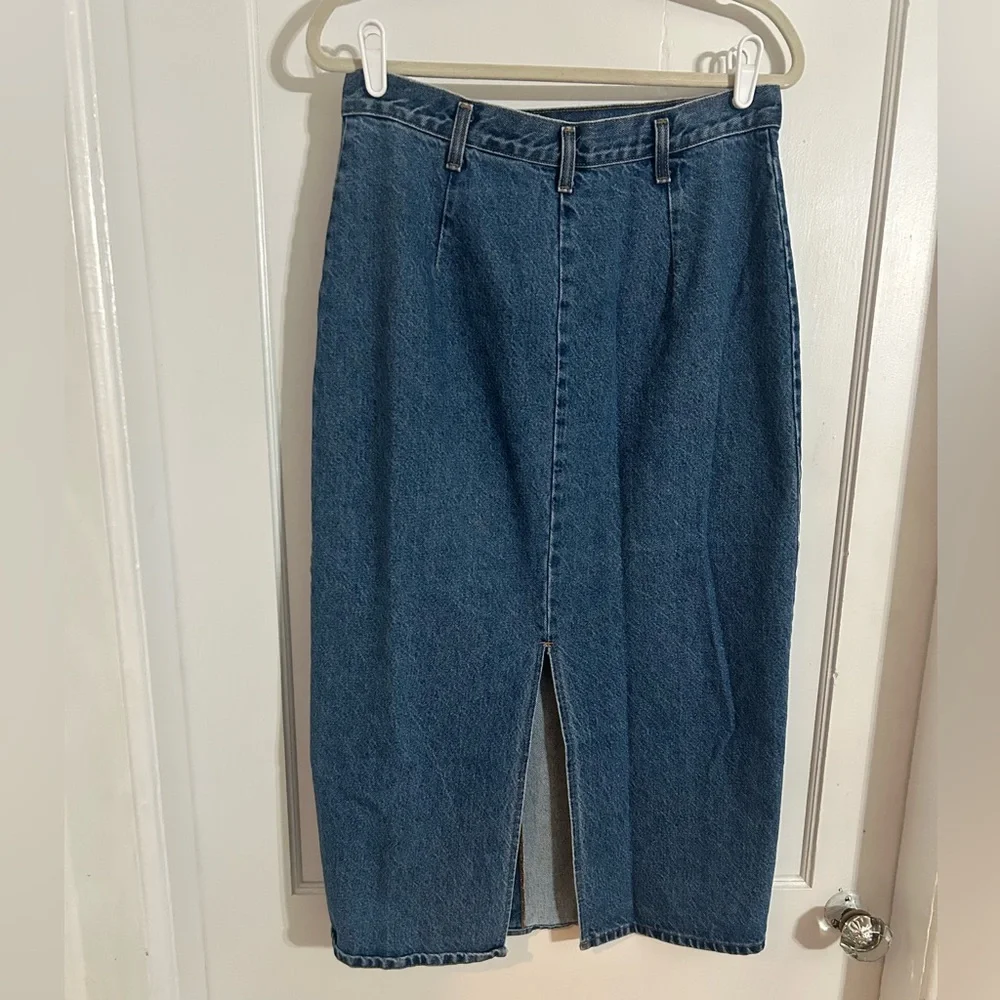 Vintage Blue Button-Down Pencil Skirt
